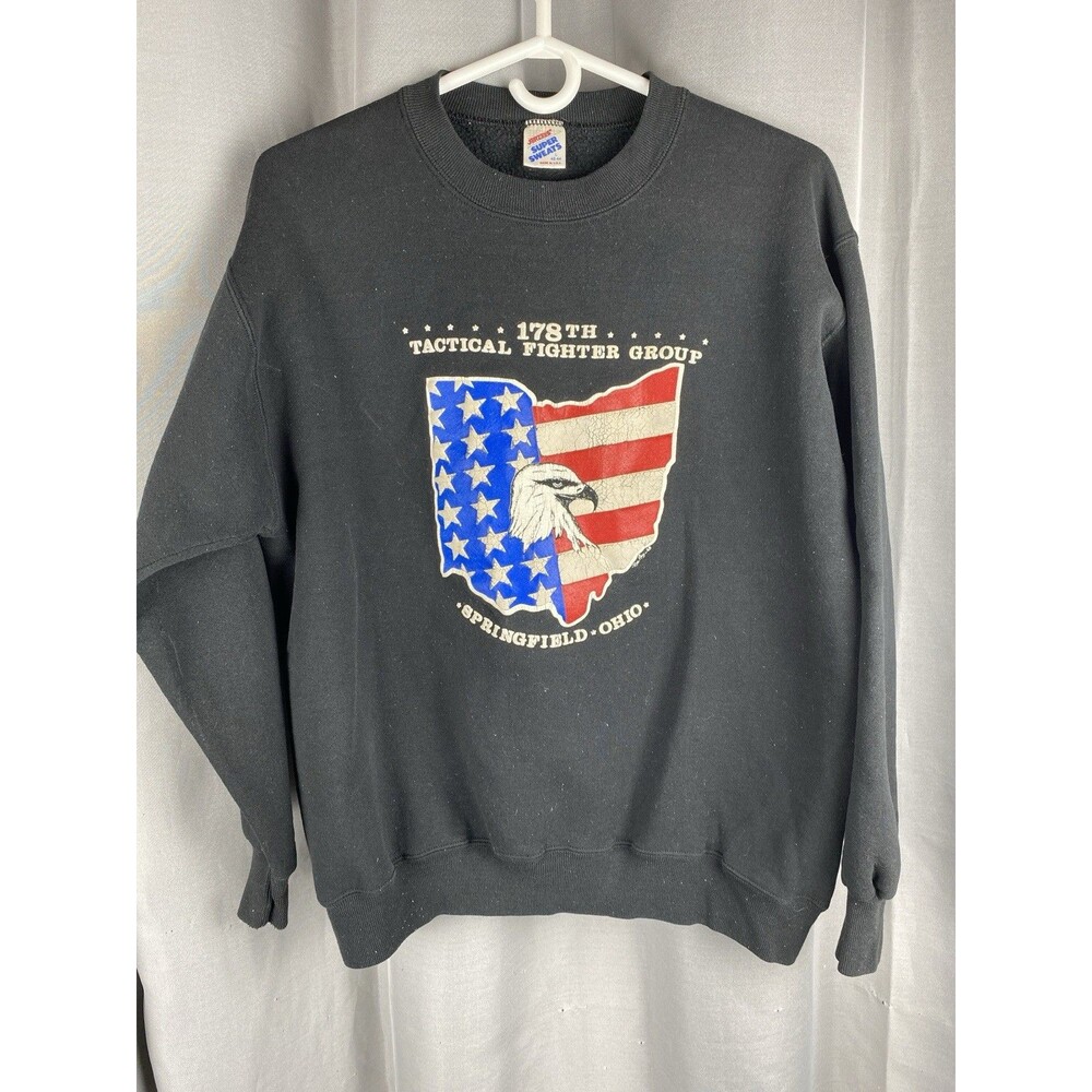 Vintage Mens Sz L 178th Tactical Fighter Group Springfield OH Black Sweatshirt